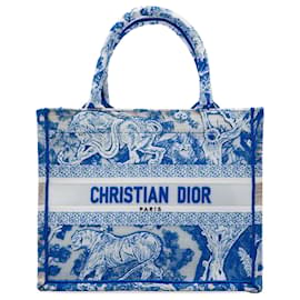 Dior Blue Small Canvas Embroidered Toile De Jouy Sauvage Book Tote