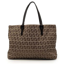 Fendi Zucchino Canvas Tote in Beige