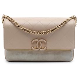 Chanel Beige Small CC Stitched Caviar and Suede Lady Coco Flap