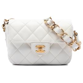 Chanel Mini CC Quilted Caviar Messenger Flap Bianco