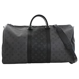 Louis Vuitton Gray Monogram Eclipse Reverse Keepall Bandouliere 50