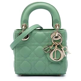 Dior Green Micro Lambskin Cannage Lady Dior