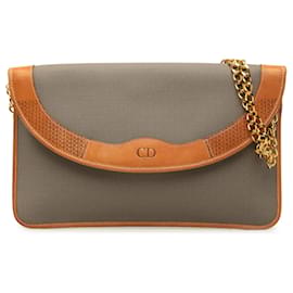 Borsa a tracolla Dior in tela grigia con catena