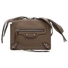 Balenciaga Borsa a tracolla Neo Classic City Pouch in pelle martellata marrone