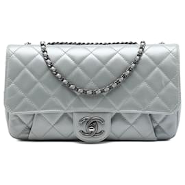 Chanel Gray Medium Quilted Calfskin Coco Pleats Chain Flap