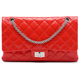 Chanel Red Quilted Crinkled Patent Reissue 2.55 Double Flap 227