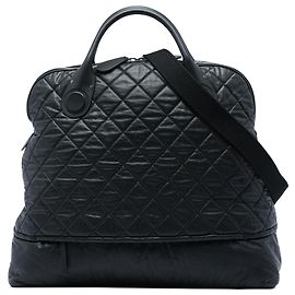 Borsa da viaggio espandibile con zip Chanel in tela rivestita matelassé nera Extra Large