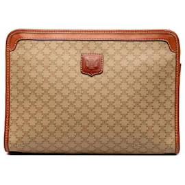 Céline Clutch Celine Beige Macadam in tela rivestita