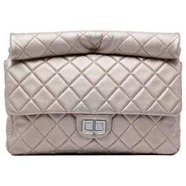 Chanel Gold Large Quilted Iridescent Calfskin Reissue 2.55 Roll Clutch