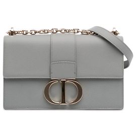 Dior Gray Grained Calfskin 30 Montaigne Chain Flap