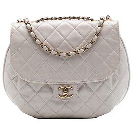 Chanel Gray Medium Quilted Aged Calfskin Bubble CC Flap