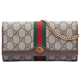 Gucci Ophidia Web GG Supreme Wallet on Chain Beige