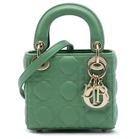 Dior Green Micro Lambskin Cannage Lady Dior