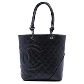 Chanel Cambon Ligne Tote Mittel aus schwarzem Lammleder