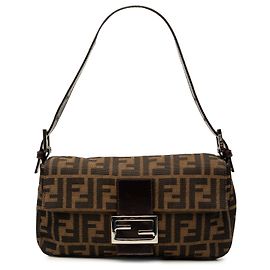 Borsa Baguette Fendi in tela Zucca marrone