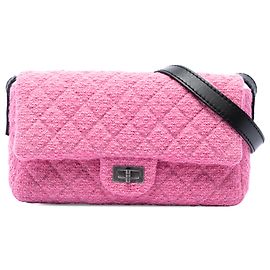 Chanel Pink Small Quilted Tweed Reissue 2.55 Easy Messenger Flap