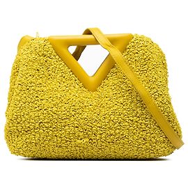 Bottega Veneta Borsa Satchel The Point Triangle Small in Raphia Bouclé Gialla