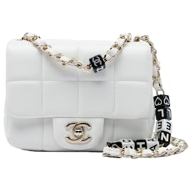 Chanel Mini Quilted Lambskin Resin Crystal Square Monacoco Flap Bianco
