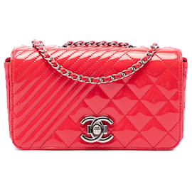 Chanel Red Small Quilted Patent Coco Boy Flap