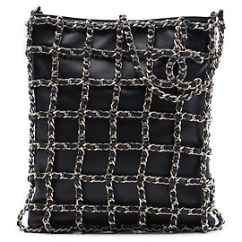 Chanel Black Lambskin Chain Frame Crossbody