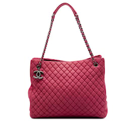 Chanel Red Large Quilted Iridescent Calfskin New Bubble Tote