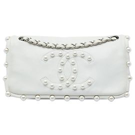 Chanel White Lambskin Pearl Obsession Flap