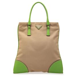 Tote Prada in tela Canapa beige con rifiniture Cinghiale