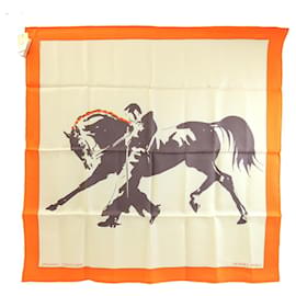 Hermes Seidentuch hellbeige und orange - Hermès