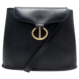 BOLSO DE MANO VINTAGE CHRISTIAN DIOR DE CUERO NEGRO PANAL DE ABEJA BANDOLERA