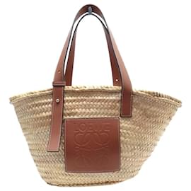 NUEVO LOEWE PANIER CLASSIC GM ACBKS81X01 BOLSO DE FIBRA DE PALMERA Y CUERO