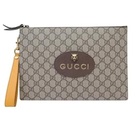 NUOVA BORSA GUCCI POCHETTE A MANO TIGRE 473956 GG SUPREME CANVAS TIGER CLUTCH
