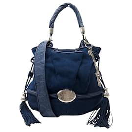 BORSA A MANO LANCEL BRIGITTE BARDOT BB A04801 ALCANTARA BLU BORSA A TRACCOLLA - Lancel