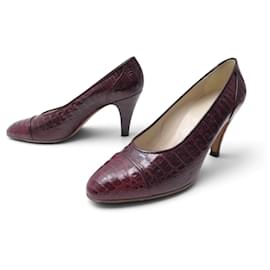SCARPE VINTAGE CHANEL DECOLLÉ IN PELLE DI COCCODRILLO 9 39.5 TACCO