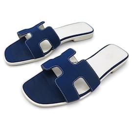 Hermès SCARPE SANDALI HERMES ORAN MULES H021056Z 39.5 BLU NAVY