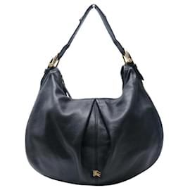 NUOVA BORSA A MANO BURBERRY MALIKA LARGE HOBO IN PELLE GRANA NOIRE HAND BAG