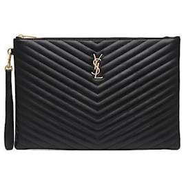 Bolso de Mano Acolchado Monograma Gold Large Negro - Saint Laurent