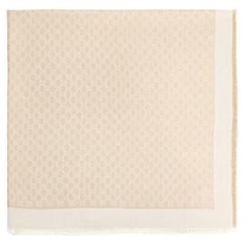 Gucci Sciarpa in misto lana e seta GG Bianco Beige