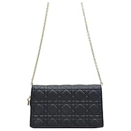 Borsa a catena Lady Pouch in pelle di agnello nera - Dior