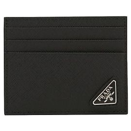 Prada Saffiano Card Holder Black Leather