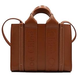 Borsa Tote Woody Piccola in Pelle Marrone - Chloé