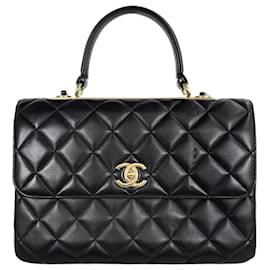 Chanel Borsa a patta Trendy CC con manico Medium Black Series in lambskin