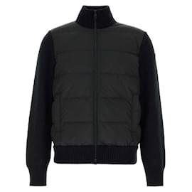 Moncler Gesteppter Woll-Cardigan mit Reißverschluss für Herren Schwarz