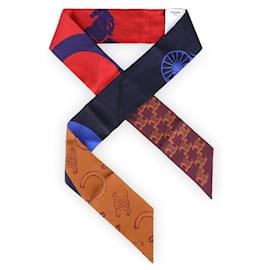 Sciarpa in seta Céline blu navy e rosso