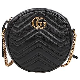 Gucci Borsa a tracolla rotonda mini GG Marmont Nera