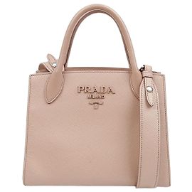 Prada Borsa Tote piccola Monochrome in pelle Saffiano Rosa