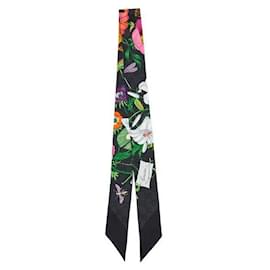 Foulard in seta con stampa floreale Nero - Gucci