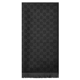 Gucci Sciarpa in lana jacquard GG Nero Grigio