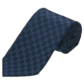 Seidenkrawatte mit GG-Muster Navy - Gucci