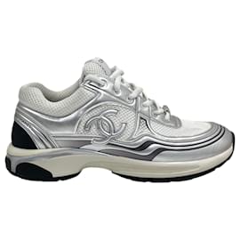 Chanel Silver CC Logo Sneakers for Men