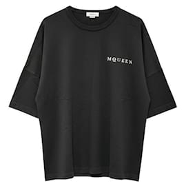 Alexander Mcqueen Schwarzes T-Shirt für Herren mit vertikalem Logo